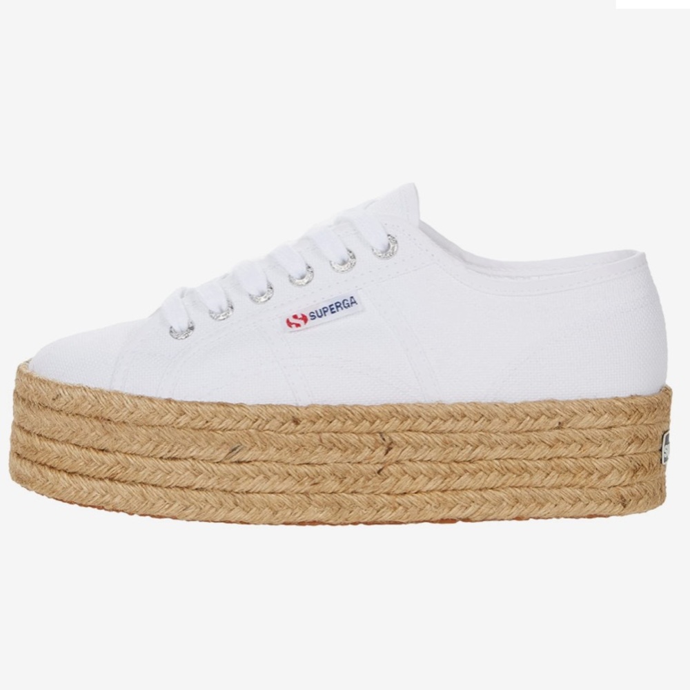 Superga white rope platform shoes
